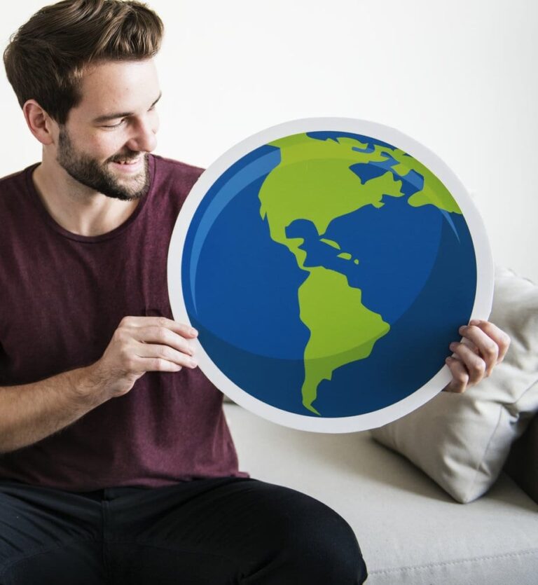 A man holding the earth - the environment