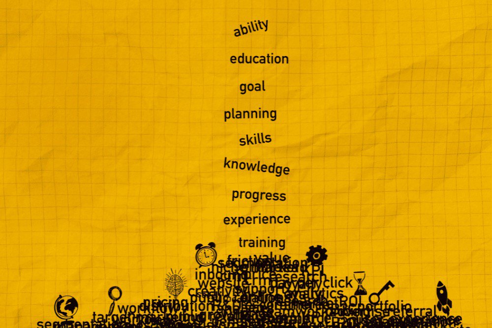 A black and white image of a pyramid with words on it.