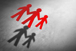 a Shadow of a Group of People Standing Next to Each Other.