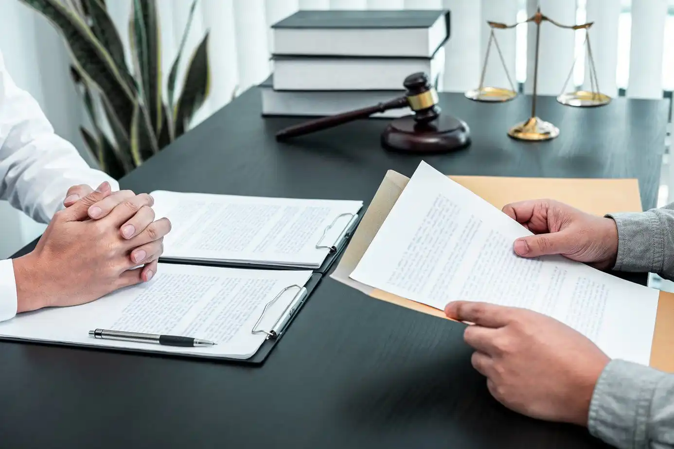 Legal documents on an office desk