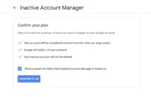 צילום מסך של הגדרות הנצחת חשבון Google