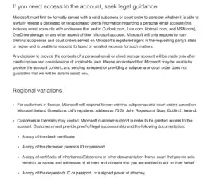 פגישה במשרד, בהקשר ניהול חשבון Microsoft בתכנון עיזבון דיגיטלי