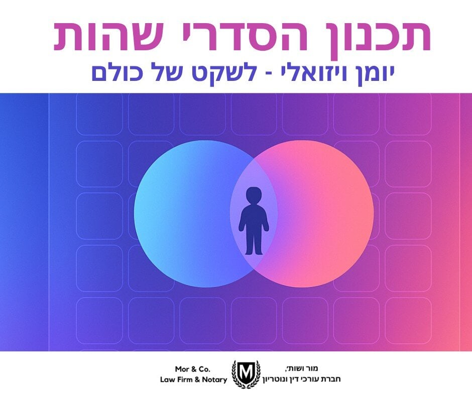 אנשים, רקע צבעוני, טקסט "תכנון הסדרי משפחה" בתמונה, הקשר למשרד עורכי דין משפחה.