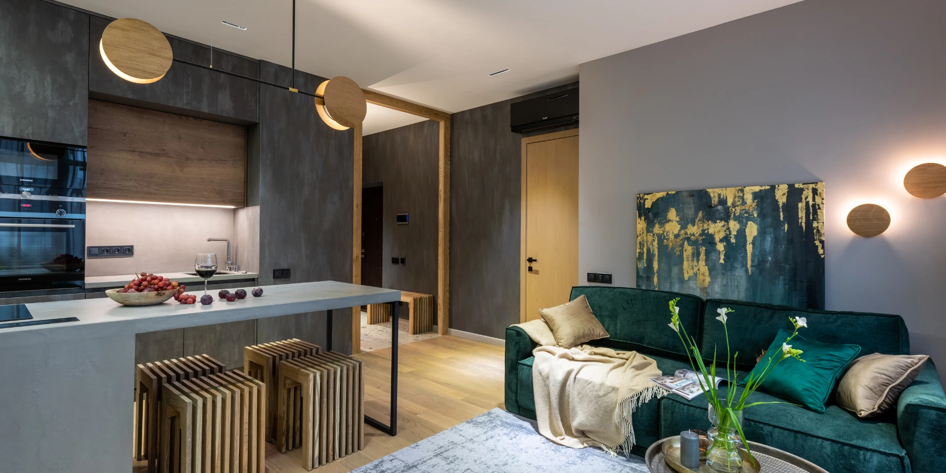The interior of a furnished apartment