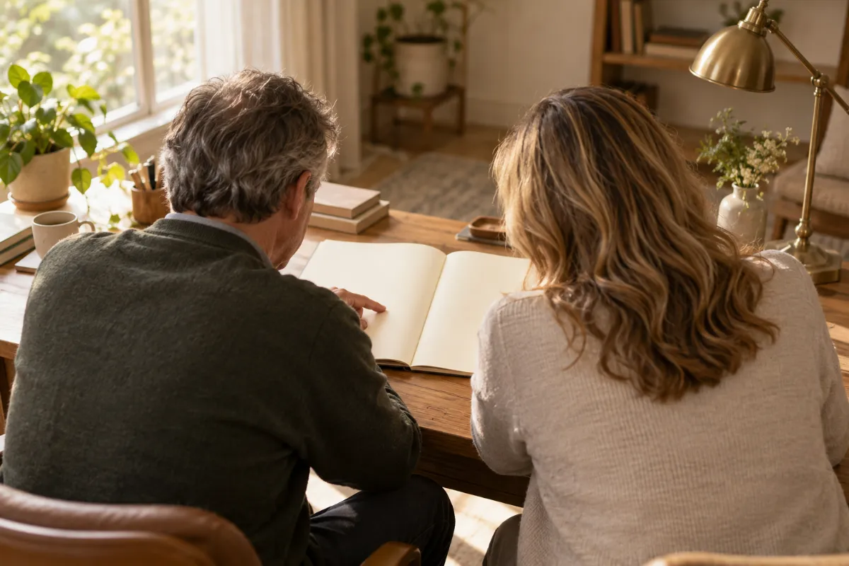 A person and a supporter at a desk, seen from behind - supported decision-making