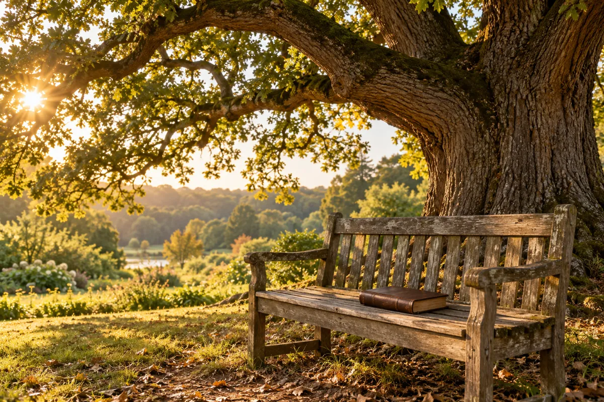 An old oak tree and a bench with a leather ledger, a dynasty trust across generations