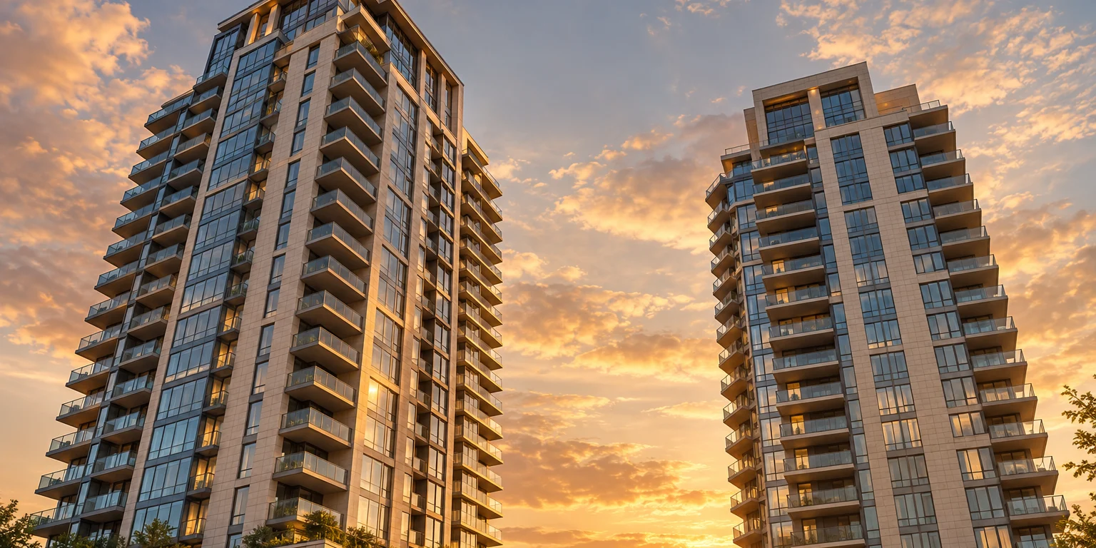 New residential buildings at dusk