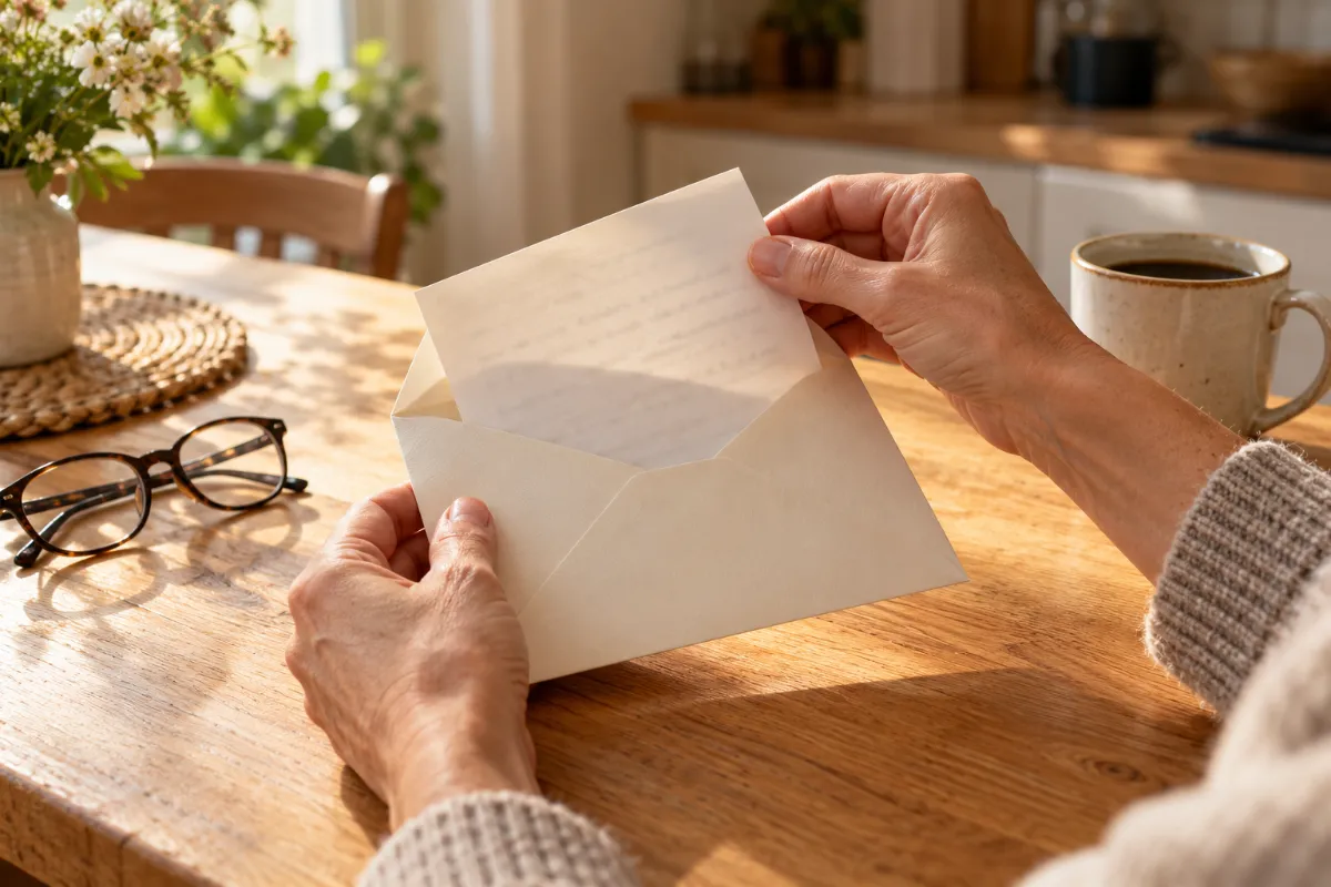 Hands opening an envelope with a decision letter - appealing a National Insurance decision