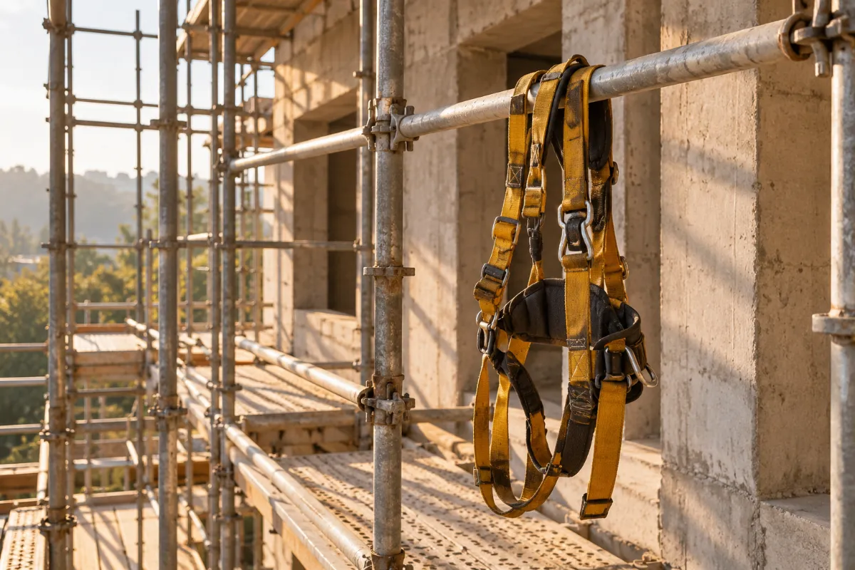 Scaffolding with a hanging safety harness - compensation for a work accident