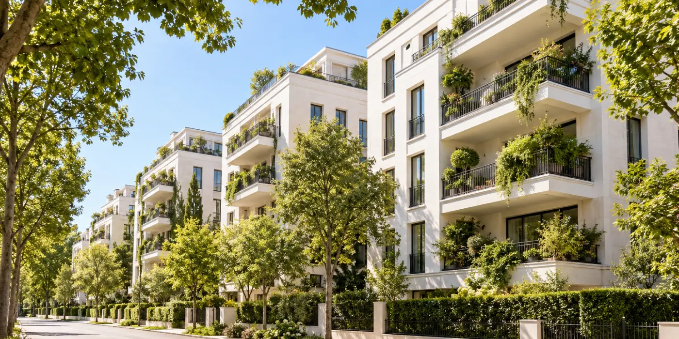 A new residential building in a green setting